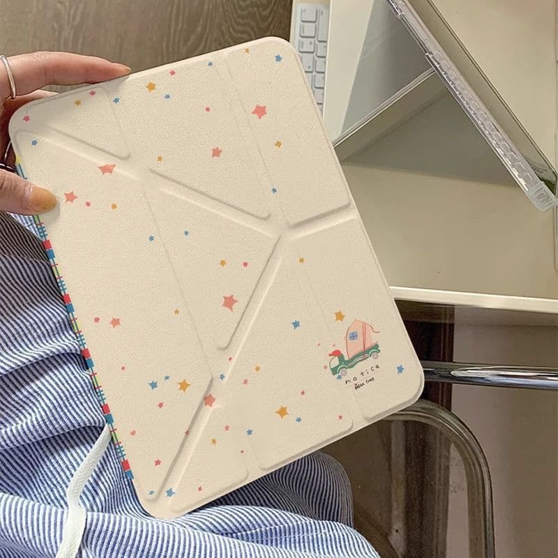 ipadカバー 星空模様の折り畳み式保護カバー