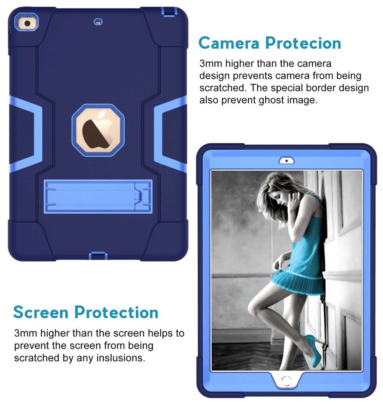 iPadケース　耐衝撃スタンド機能付きiPad第8世代保護ケース