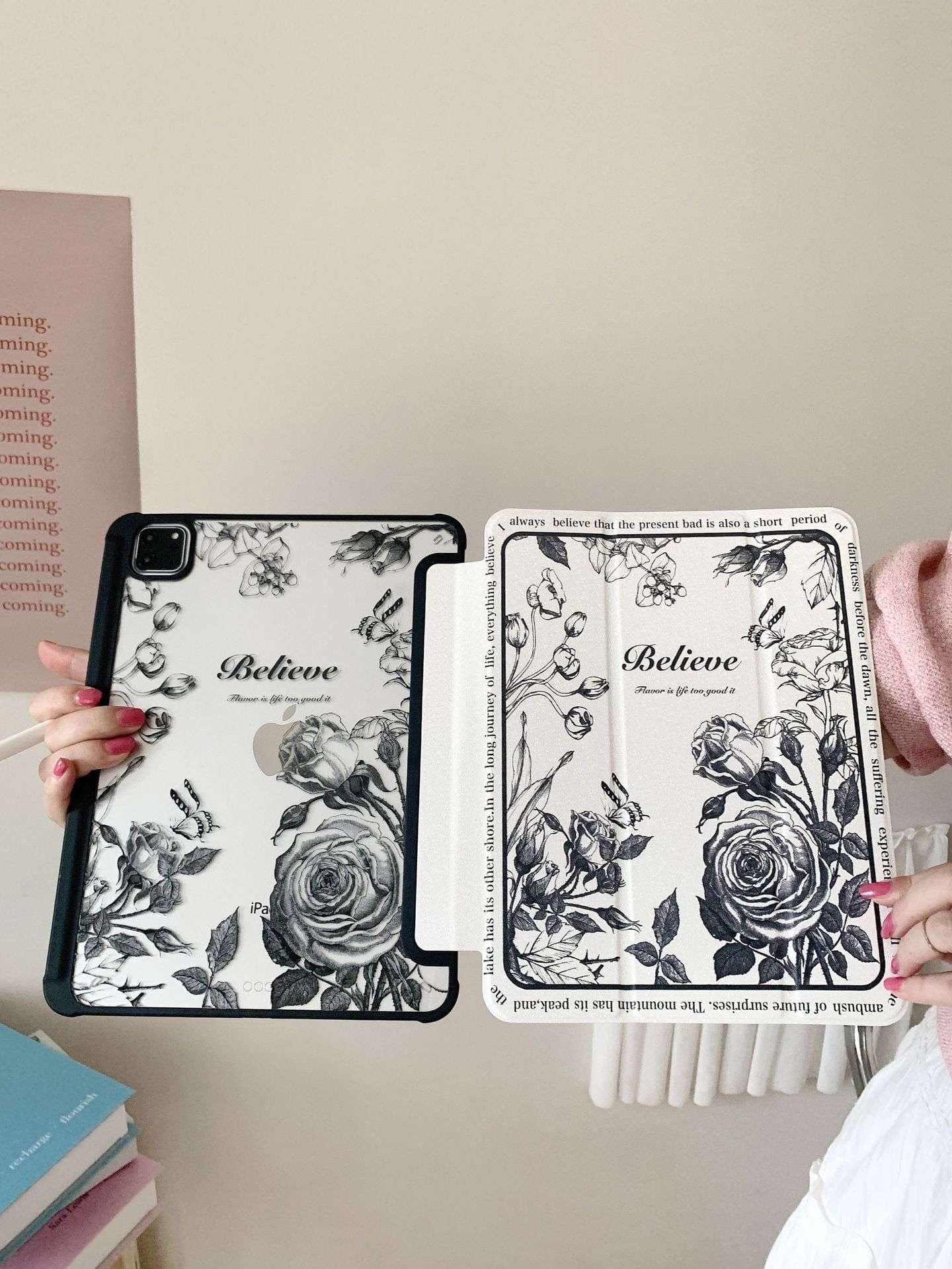 iPadケース　花柄デザイン 手帳型アイパッド保護ケース