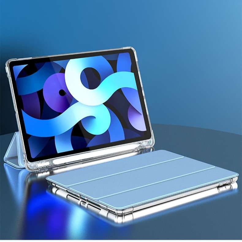 iPadケース 透明ペンホルダー付き 衝撃吸収保護カバー