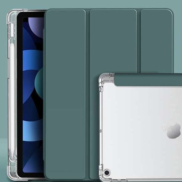 iPadケース 透明ペンホルダー付き 衝撃吸収保護カバー