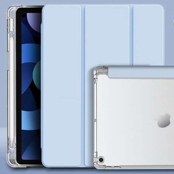 iPadケース 透明ペンホルダー付き 衝撃吸収保護カバー