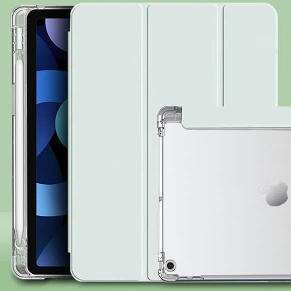 iPadケース 透明ペンホルダー付き 衝撃吸収保護カバー