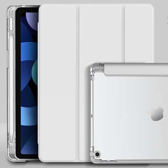 iPadケース 透明ペンホルダー付き 衝撃吸収保護カバー