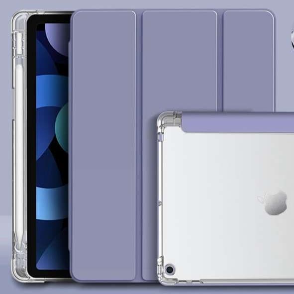 iPadケース 透明ペンホルダー付き 衝撃吸収保護カバー