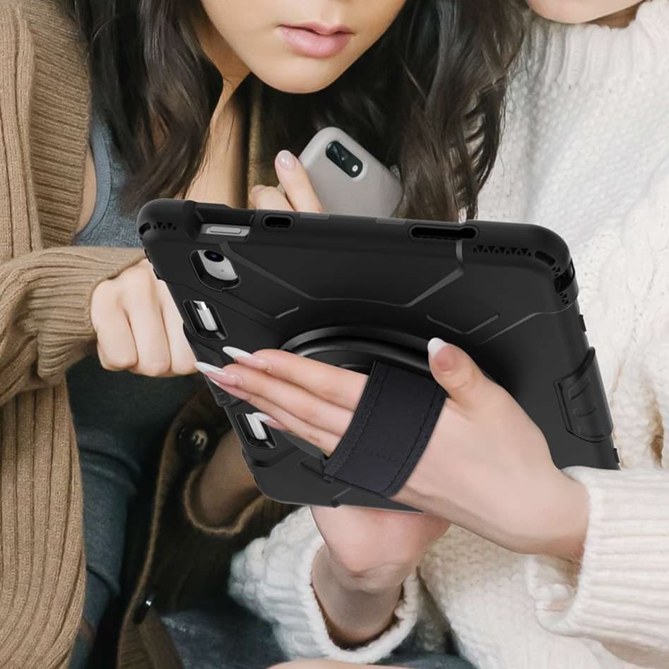 iPadケース 頑丈保護 三層構造 回転ハンドル付き 防塵タブレットケース
