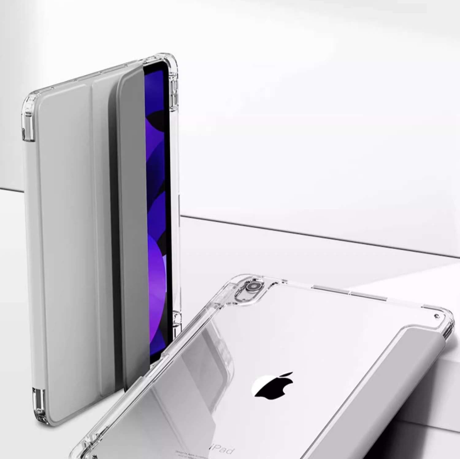 iPadケース 透明背面保護 高級感 二つ折り アイパッドカバー