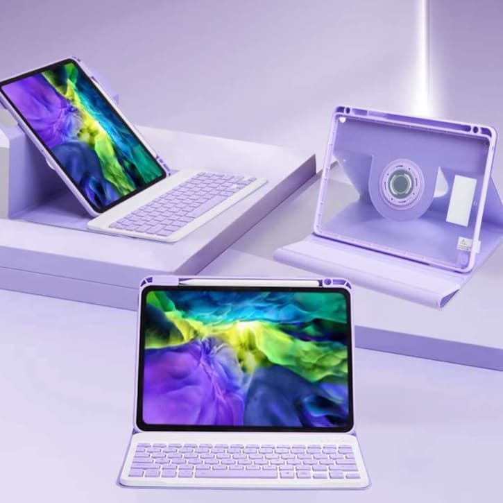 iPadケース 回転スタンド付き キーボード搭載 タブレットケース