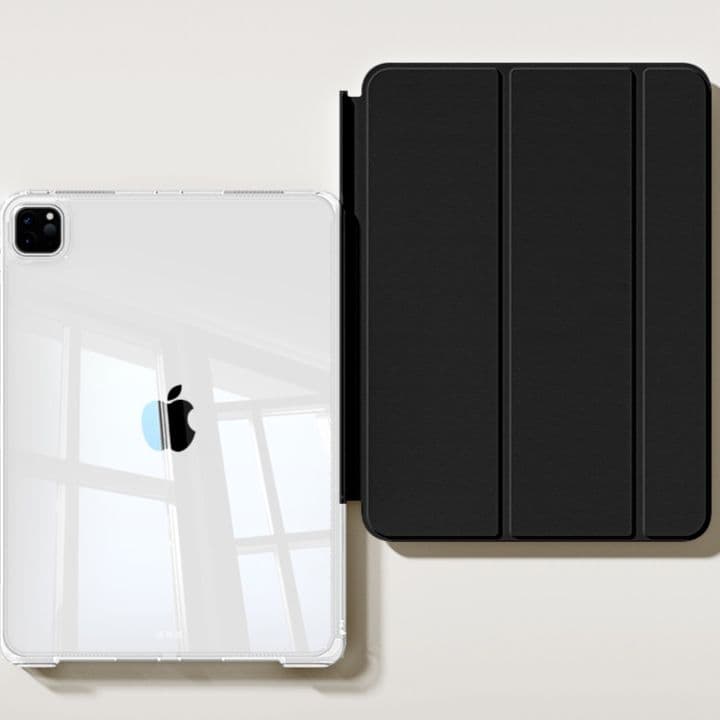 ipadカバー アイパッドプロ用三つ折り透明保護カバー