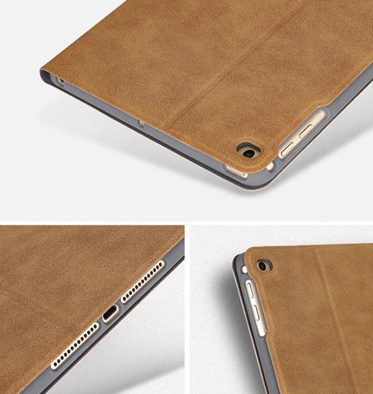 ipadカバー 鹿の刻印入り手帳型レザー調アイパッドケース