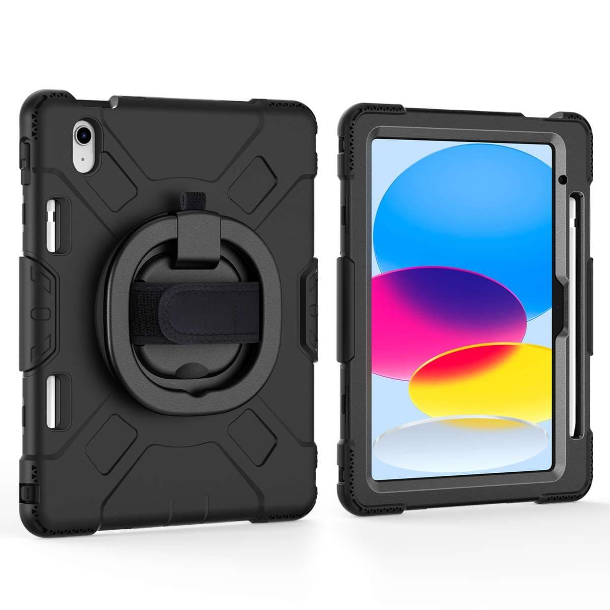 iPadケース 頑丈保護 三層構造 回転ハンドル付き 防塵タブレットケース