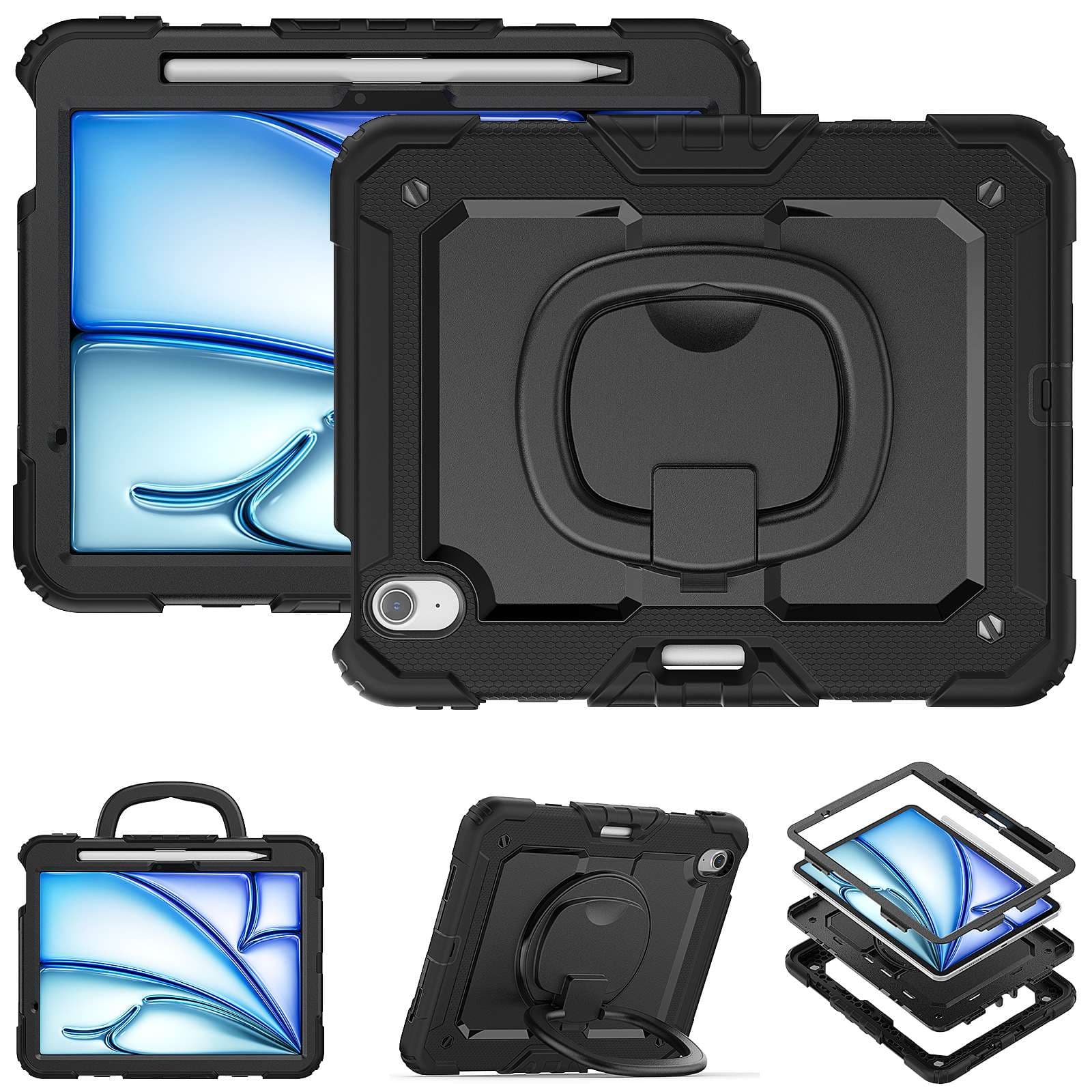 頑丈3層構造 回転スタンド付き iPadケース　