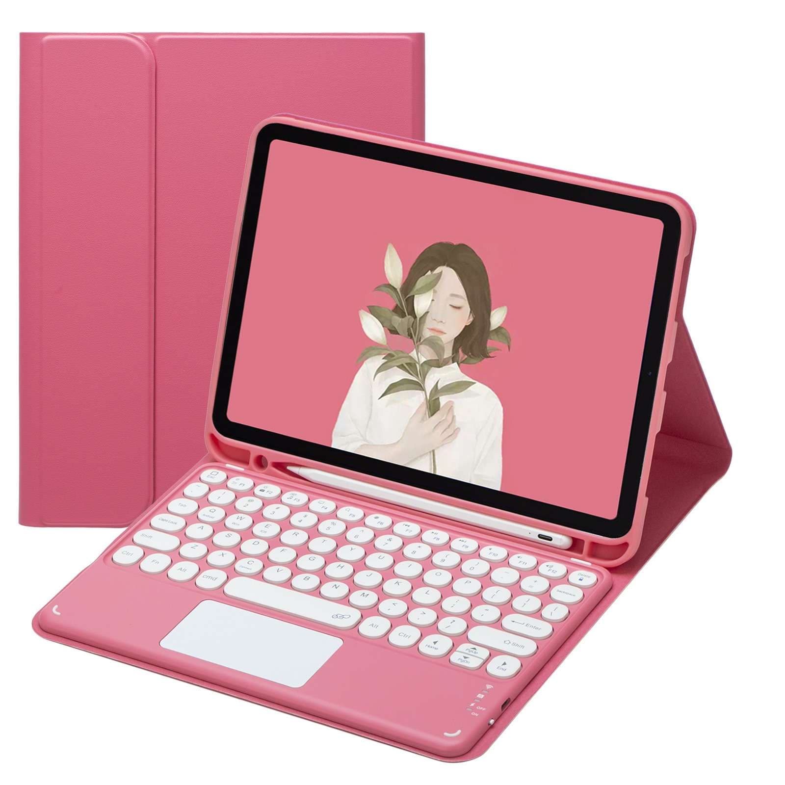 iPadケース　花柄イラスト付きiPad Air用キーボード付きケース