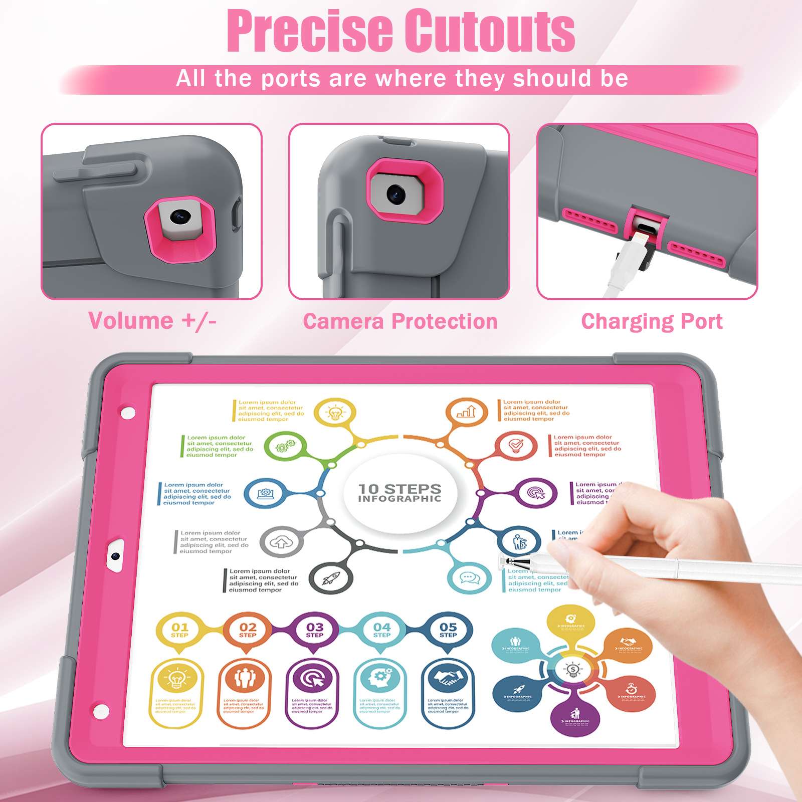 iPadケース　耐衝撃スタンド機能付きiPad第8世代保護ケース