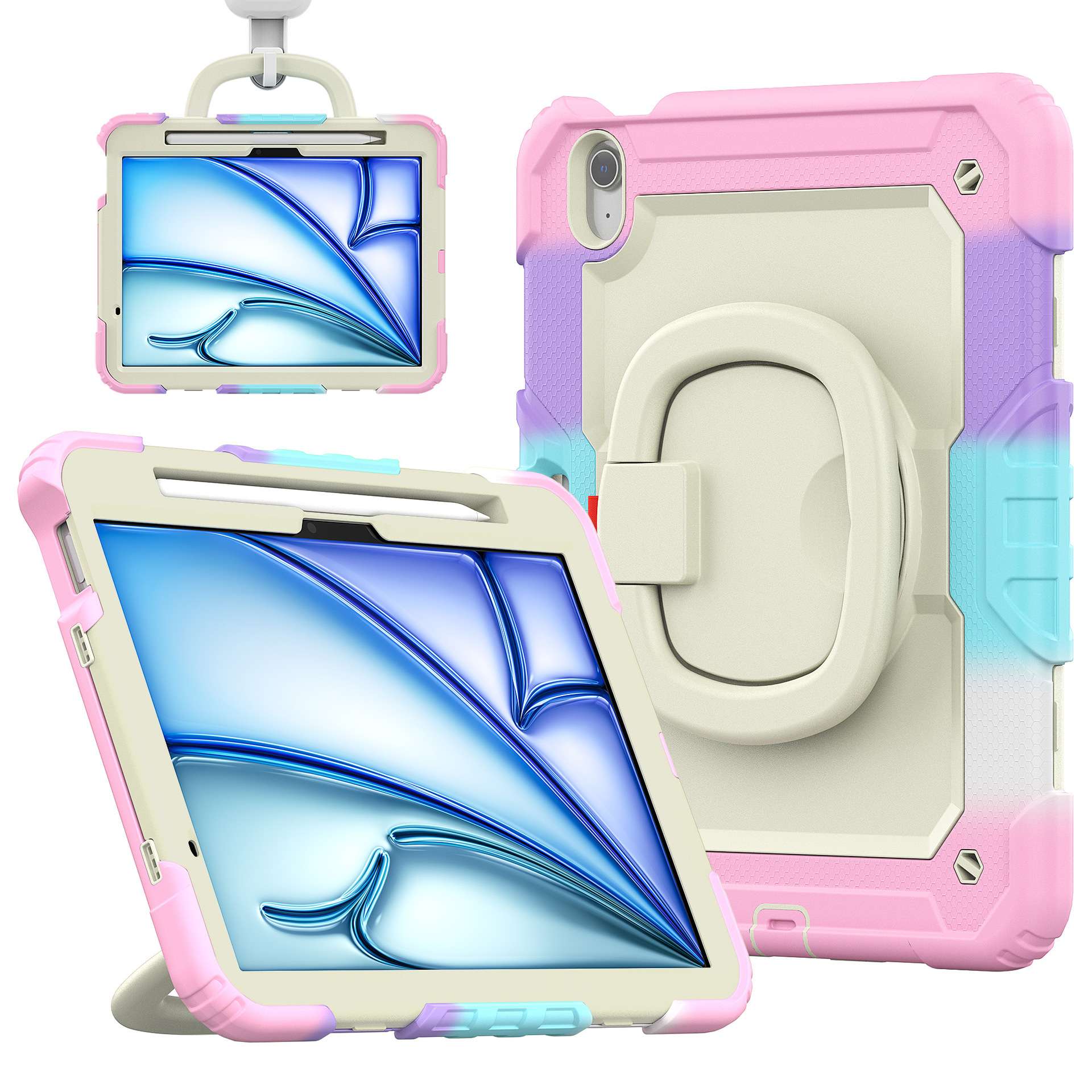 頑丈3層構造 回転スタンド付き iPadケース　