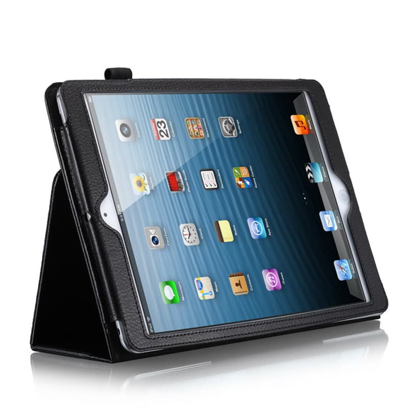 ipadカバー 二つ折りスタンド機能付き合成革張りタブレット端末カバー