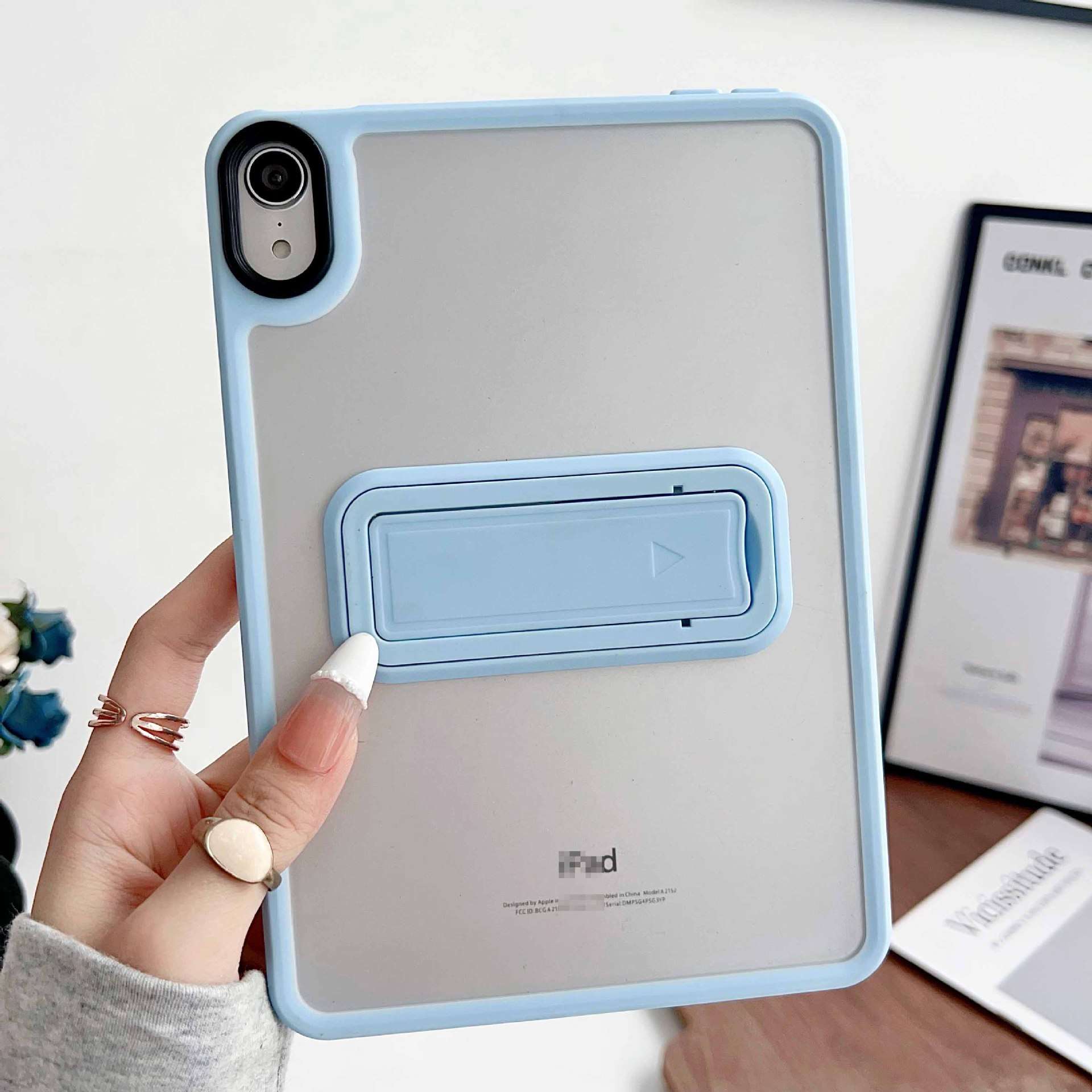 iPadケース 半透明 背面保護 スタンド付きケース