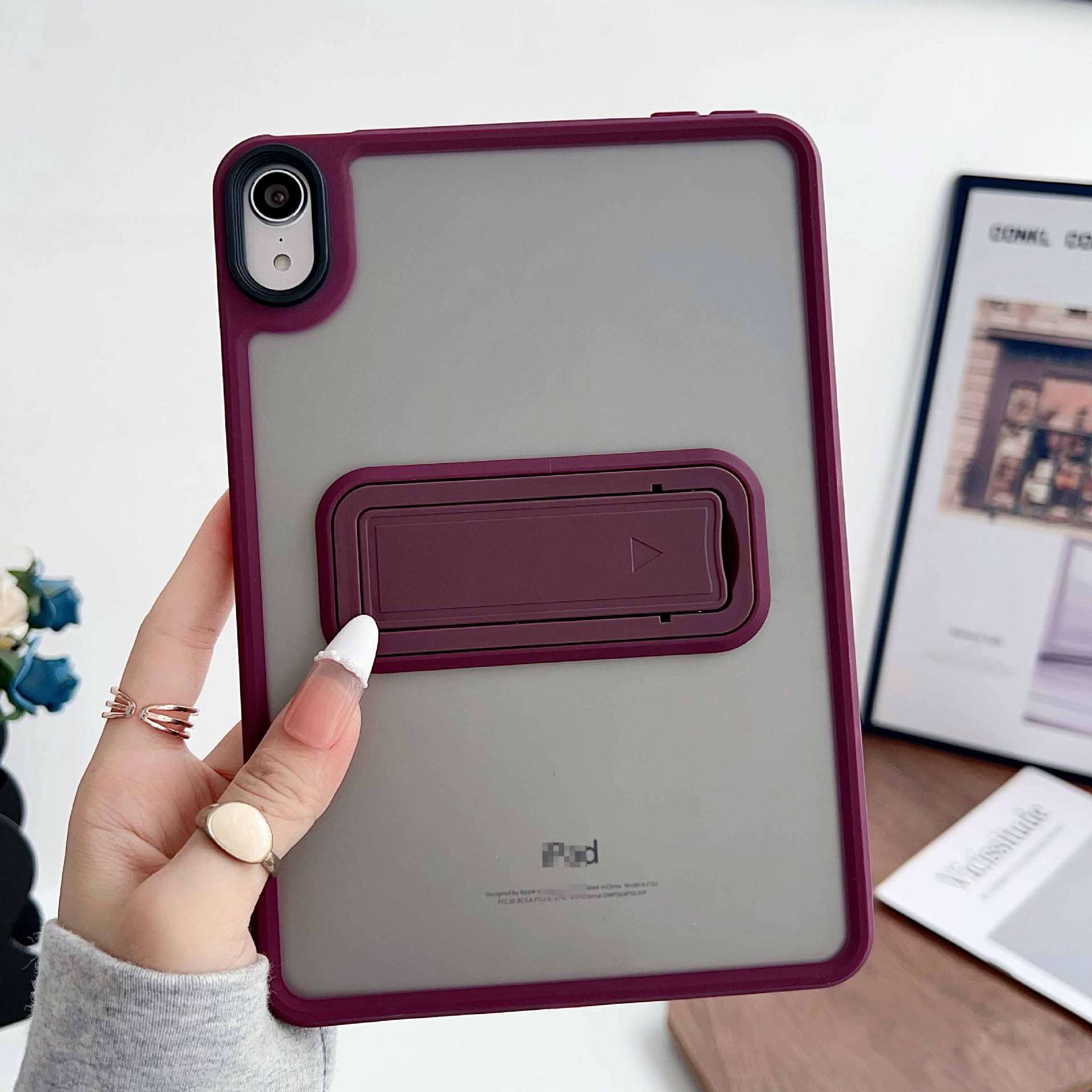 iPadケース 半透明 背面保護 スタンド付きケース