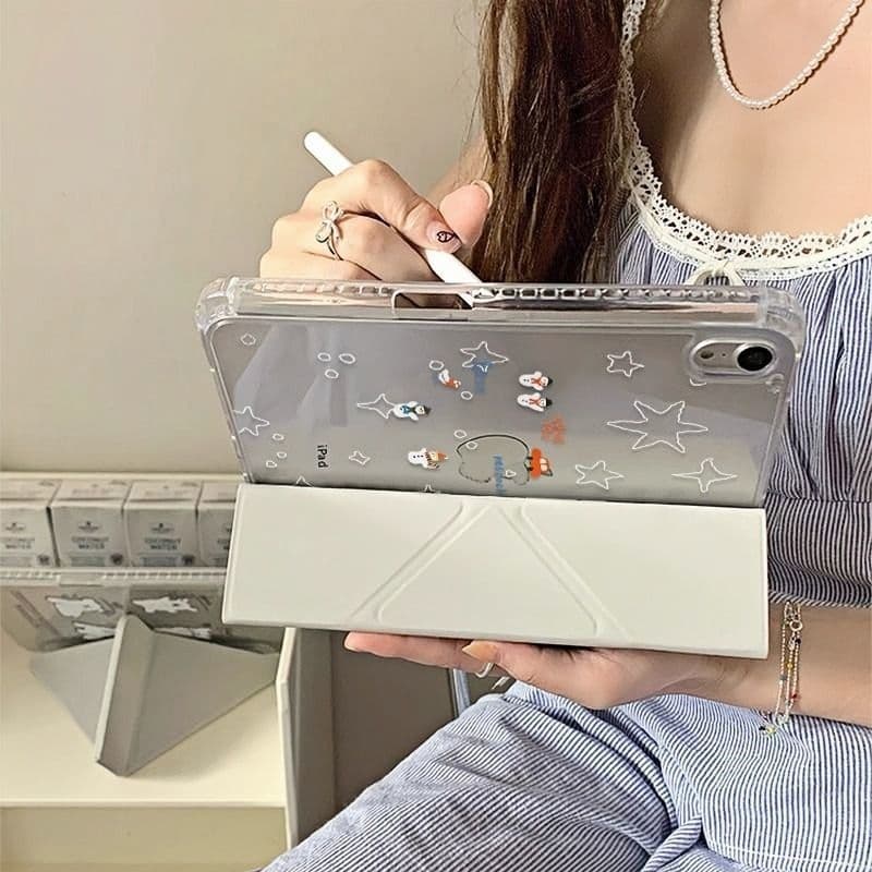 ipadカバー 星空模様の折り畳み式保護カバー