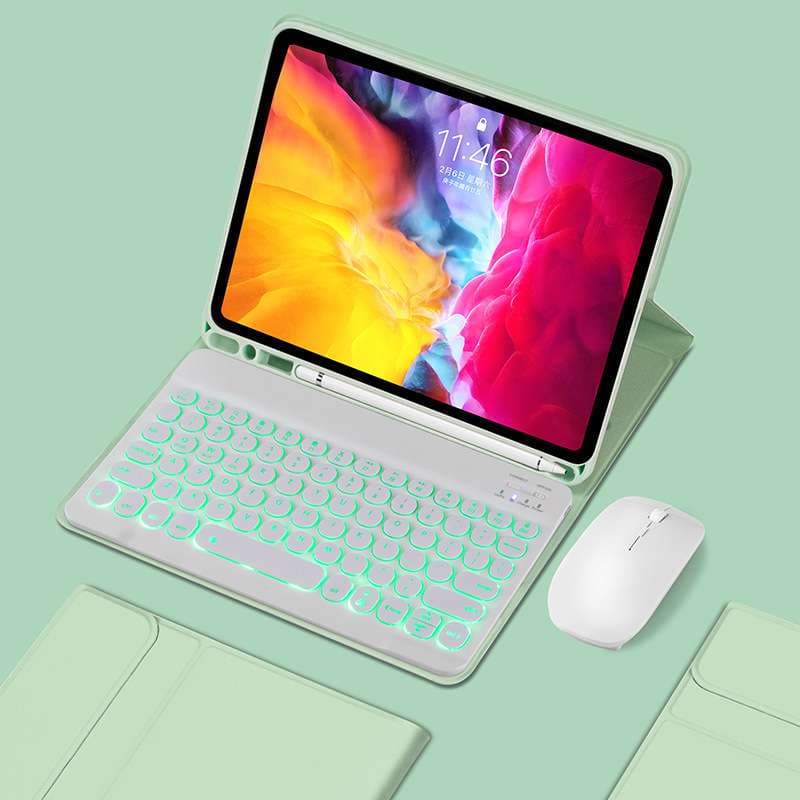 iPadケース　iPadキーボード付きケース 光るキー マウス同梱