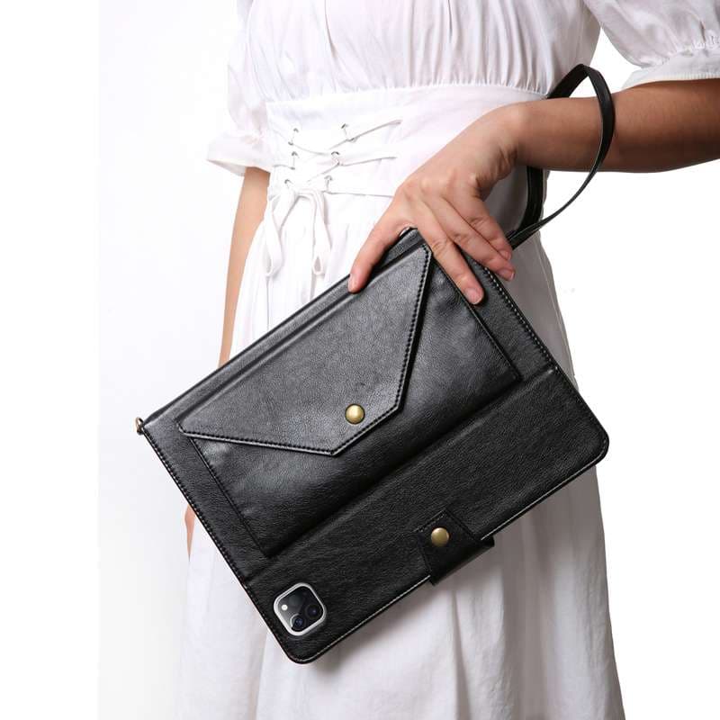 iPadケース　 多機能ショルダー付きレザー調タブレットケース