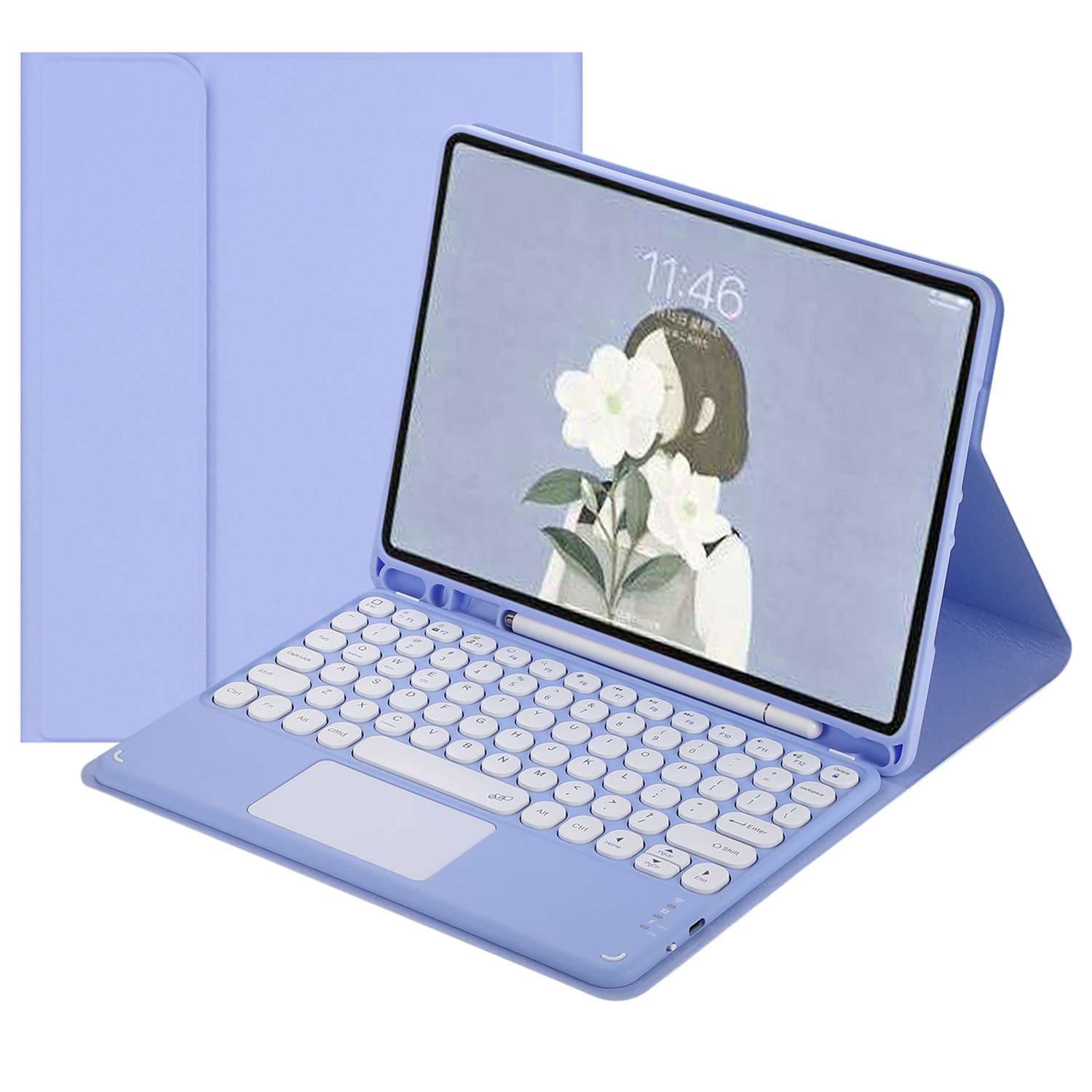 iPadケース　花柄イラスト付きiPad Air用キーボード付きケース