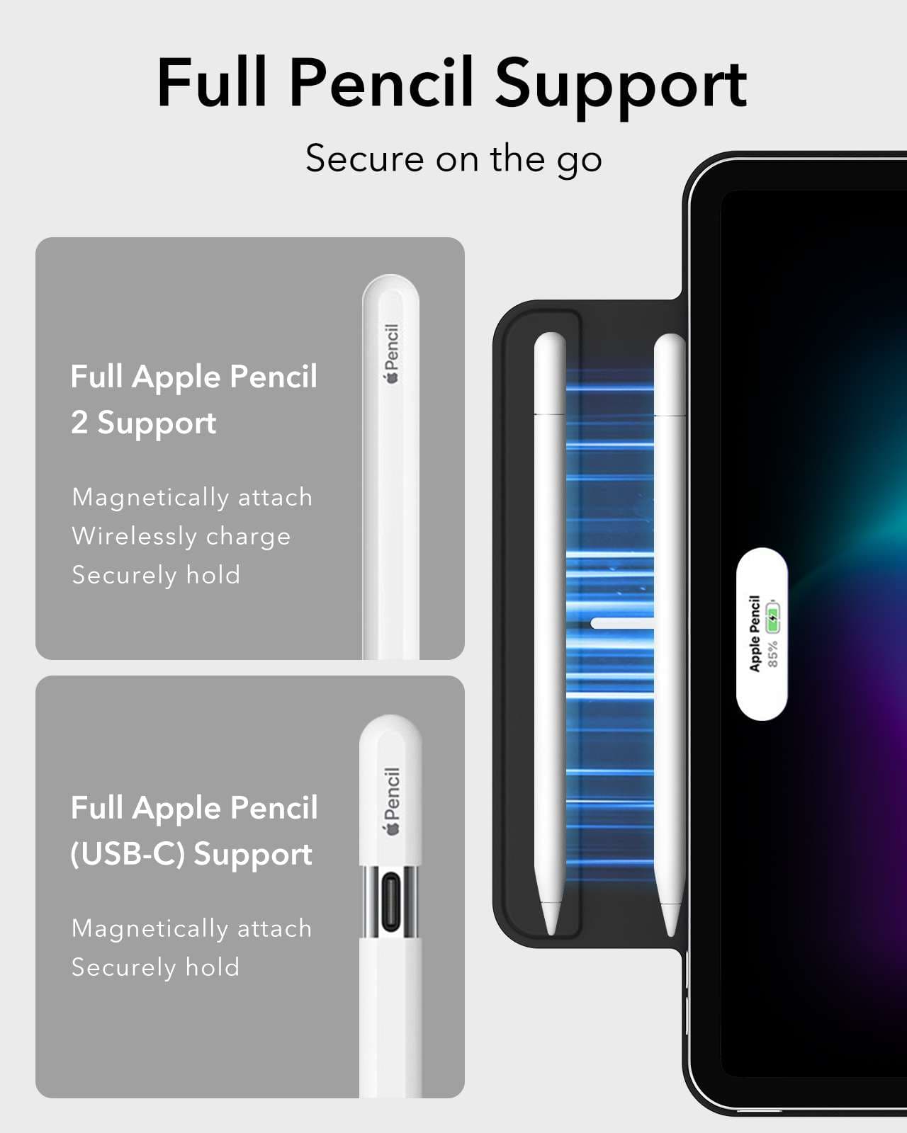 iPadケース　磁気吸着式アップルペンシル収納アイパッドケース