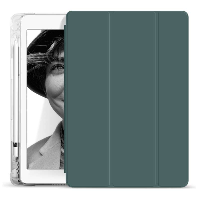 iPadケース 透明ペンホルダー付き 衝撃吸収保護カバー