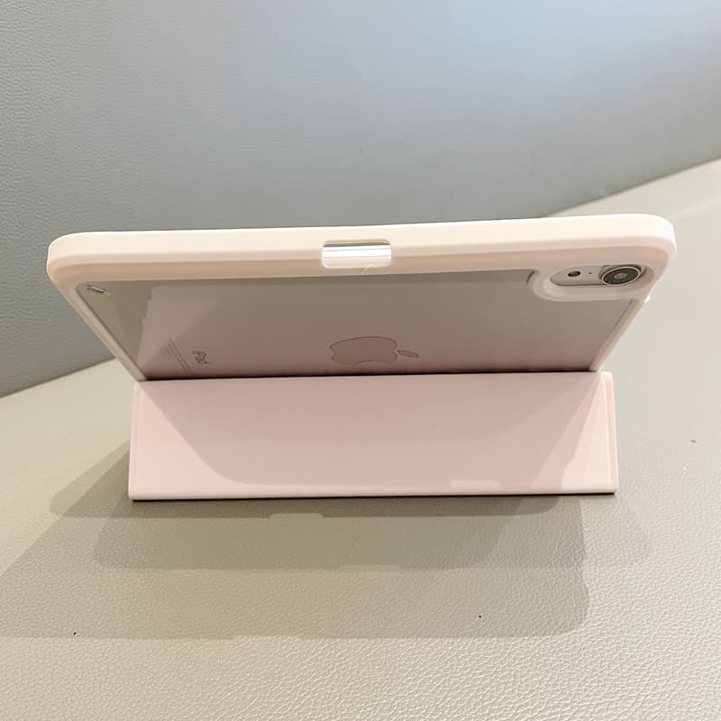 ipadカバー 三つ折りスタンド機能付き透明背面保護カバー