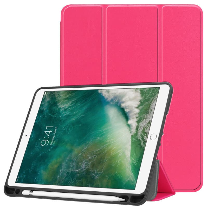 三つ折りスタンド機能付きペンホルダー搭載ipadカバー