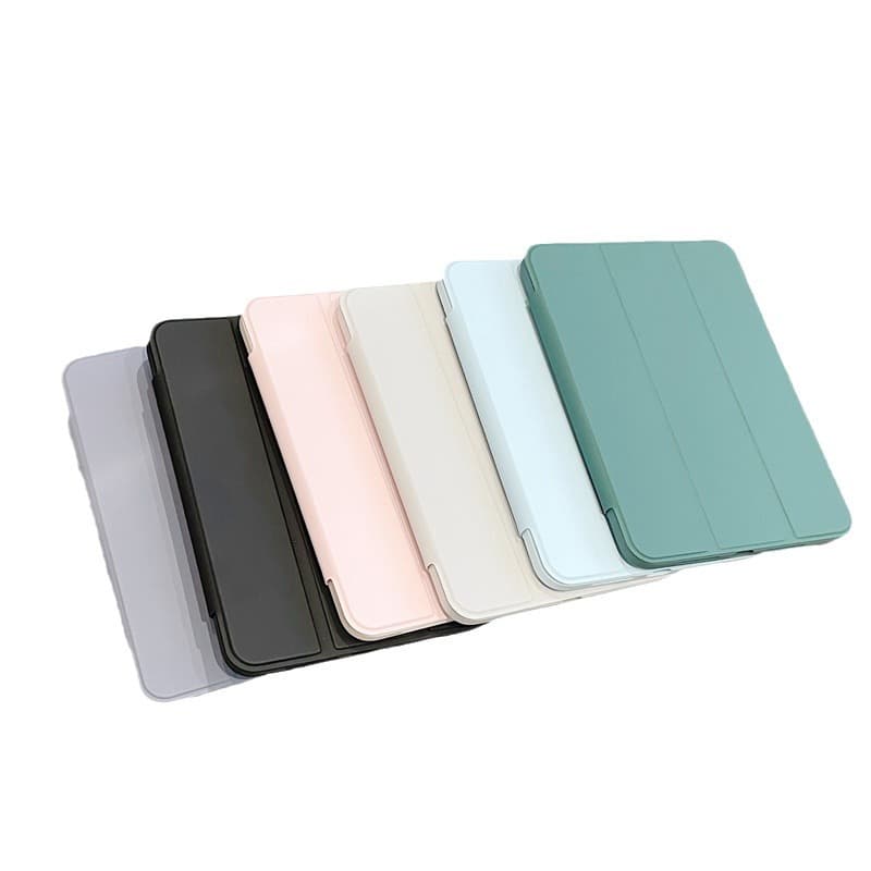 ipadカバー 三つ折りスタンド機能付き透明背面保護カバー