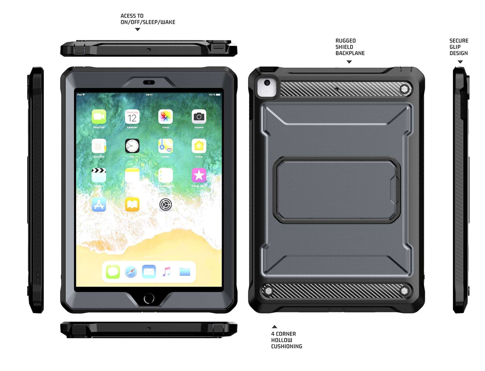 iPadケース　 頑丈設計 多機能保護ケース