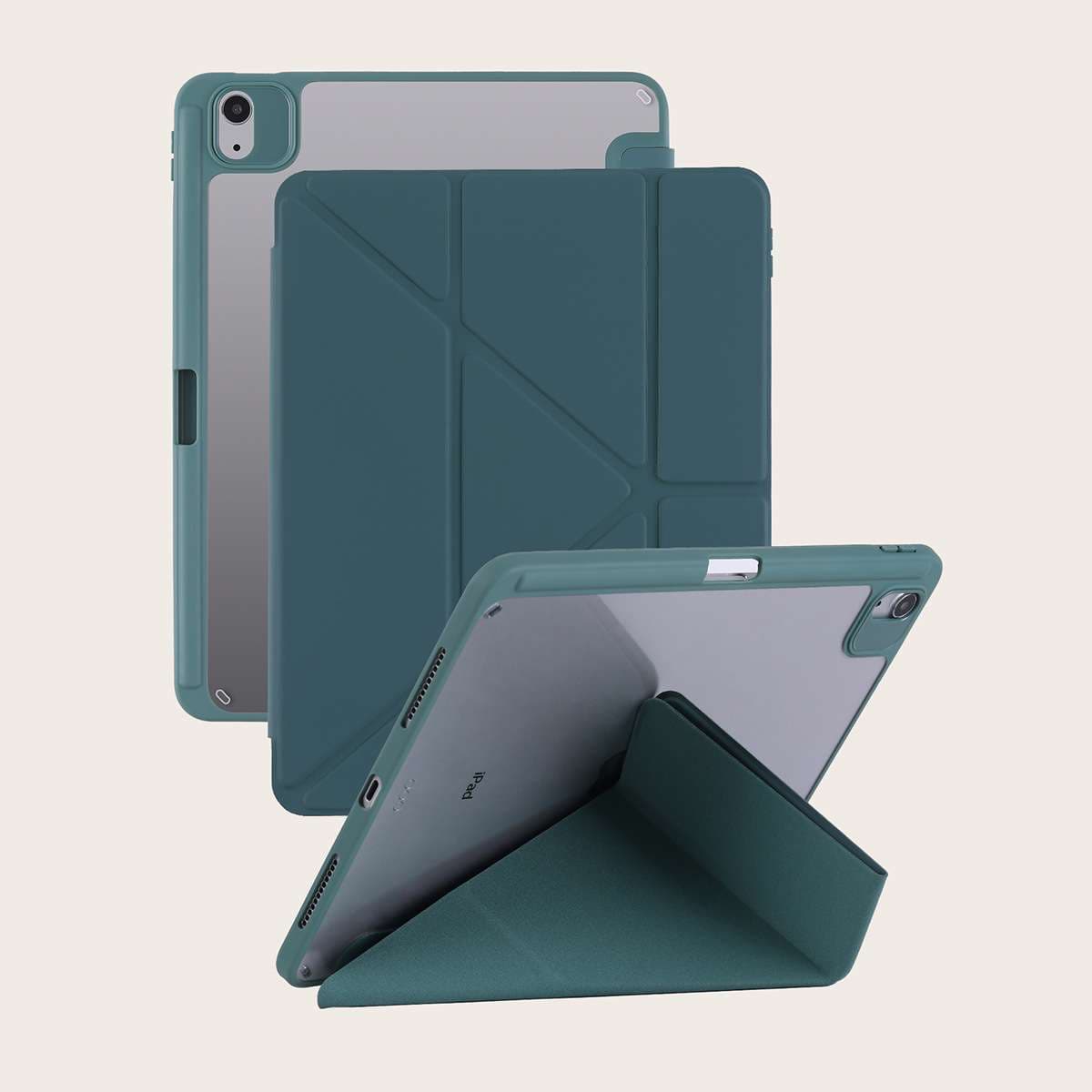 iPadケース　 透明背面パネル付き多機能保護カバー