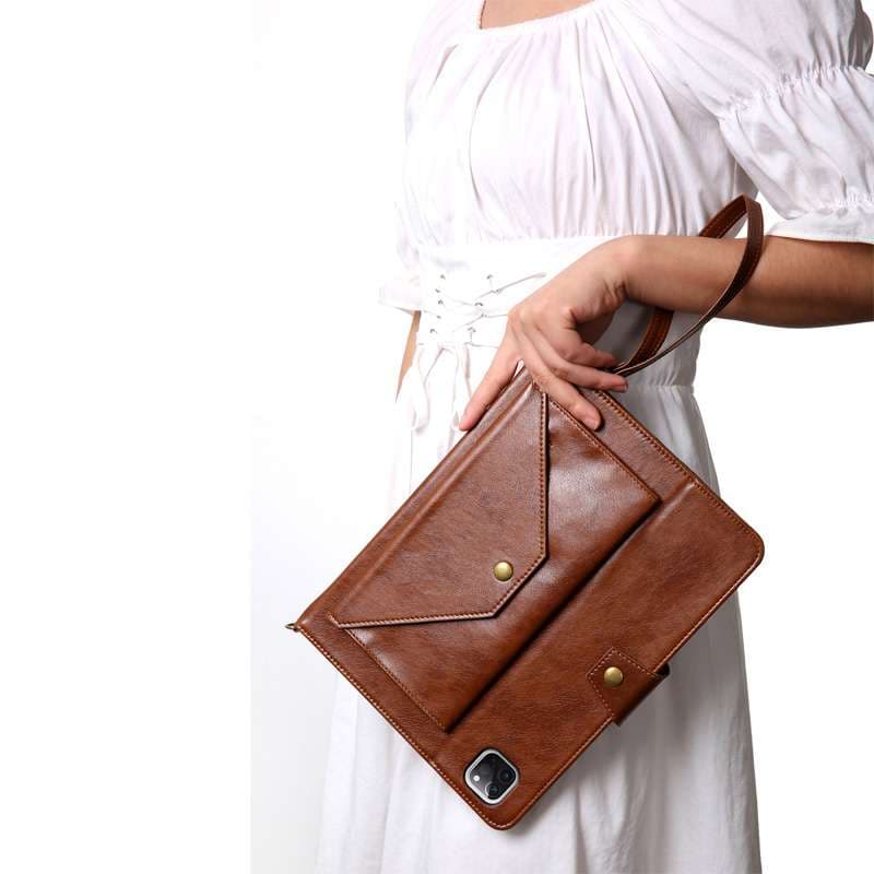 iPadケース　 多機能ショルダー付きレザー調タブレットケース