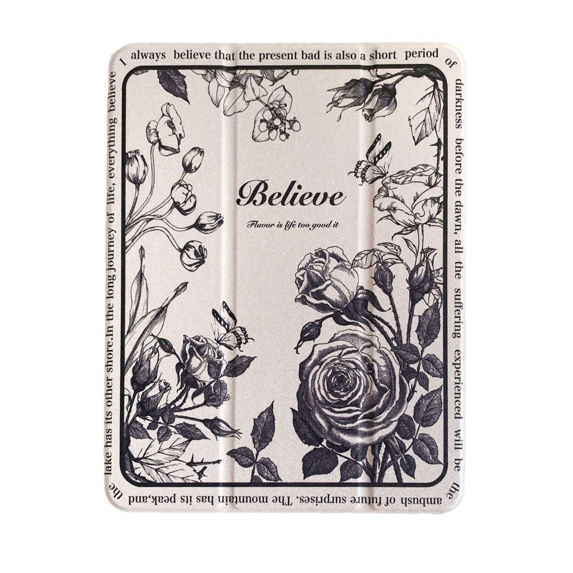 iPadケース　花柄デザイン 手帳型アイパッド保護ケース