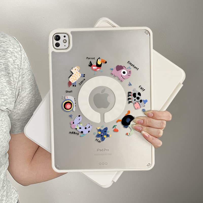ipadカバー 動物たちの輪で彩る専用プロケース