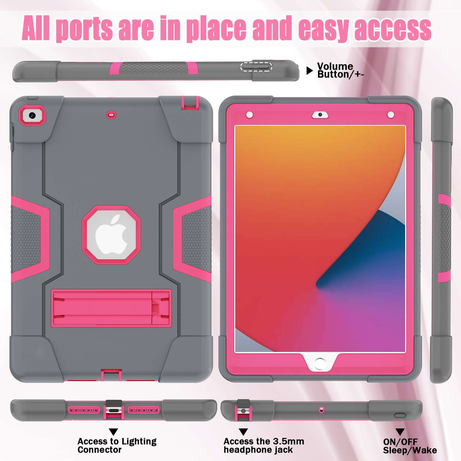 iPadケース　耐衝撃スタンド機能付きiPad第8世代保護ケース