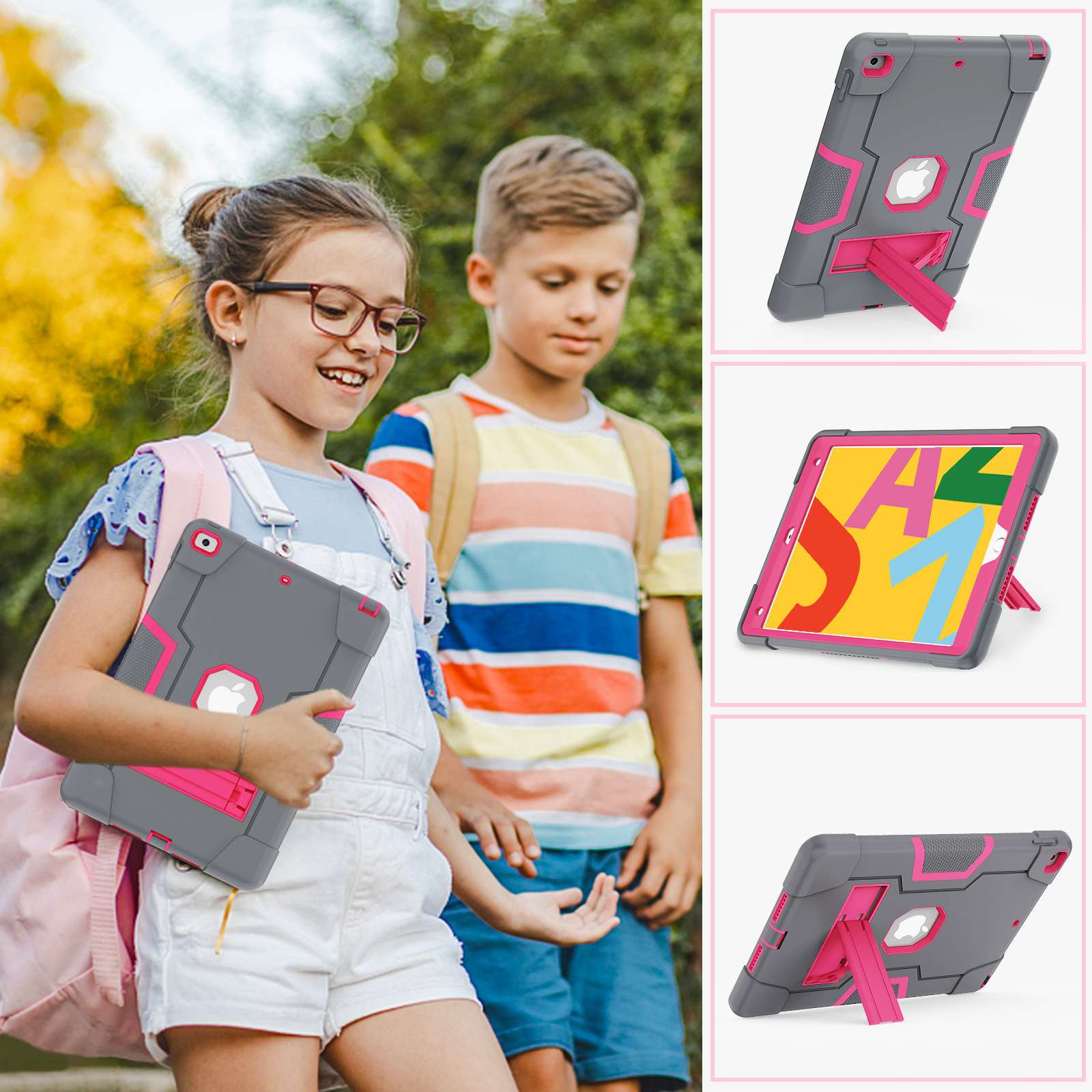 iPadケース　耐衝撃スタンド機能付きiPad第8世代保護ケース