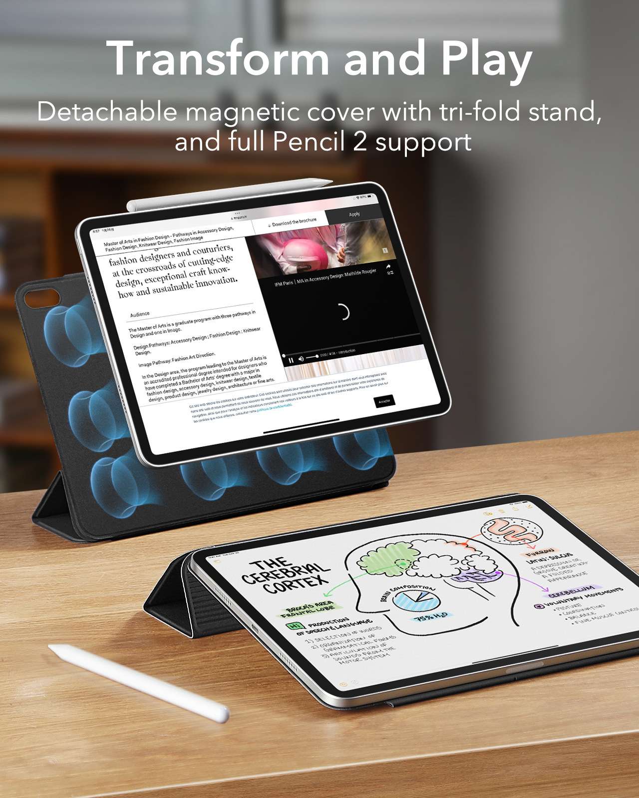iPadケース　磁気吸着式アップルペンシル収納アイパッドケース