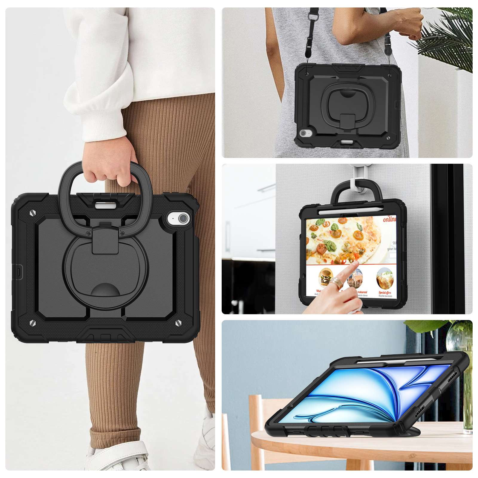 頑丈3層構造 回転スタンド付き iPadケース　