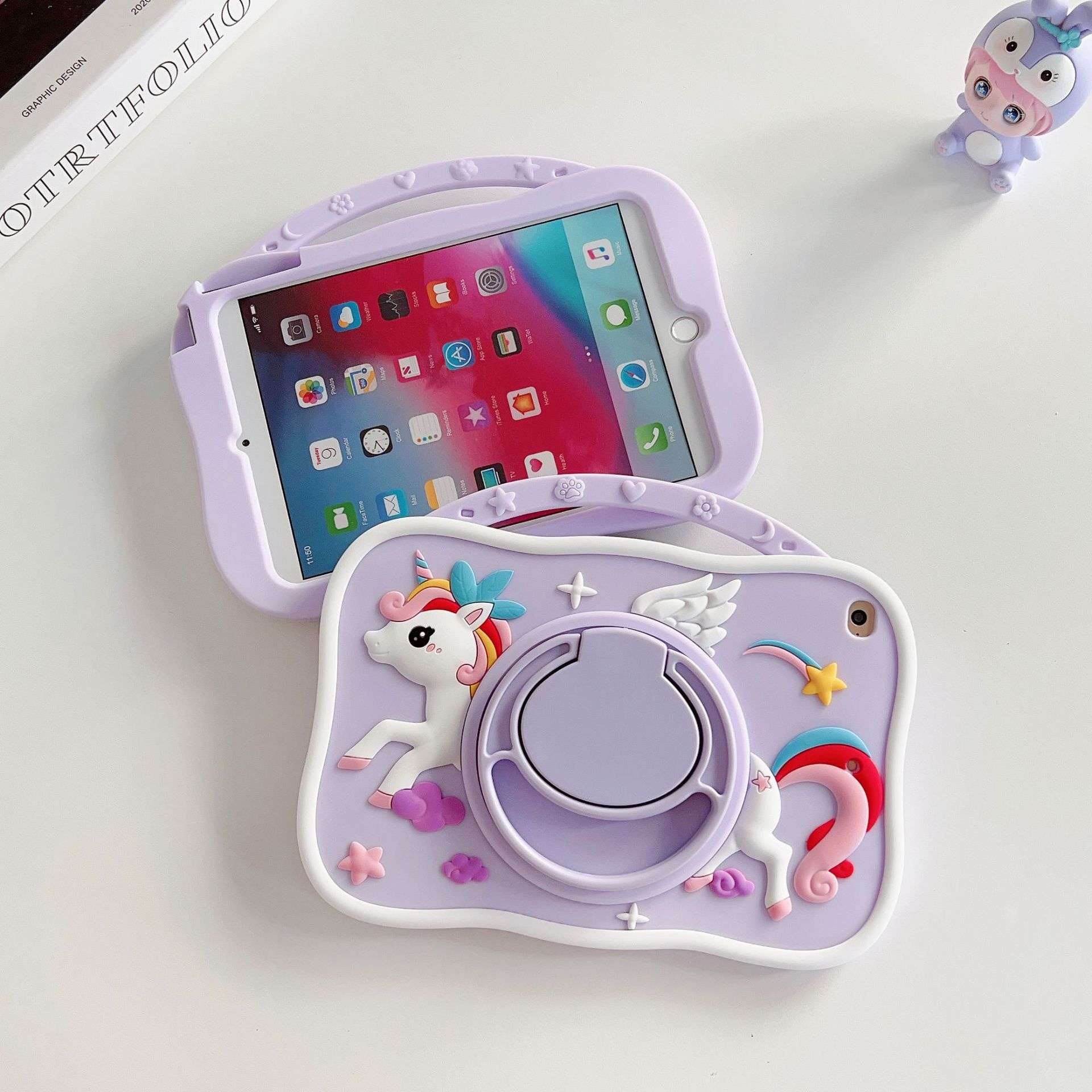 iPadケース　ユニコーン柄キッズ向けiPad保護ケース