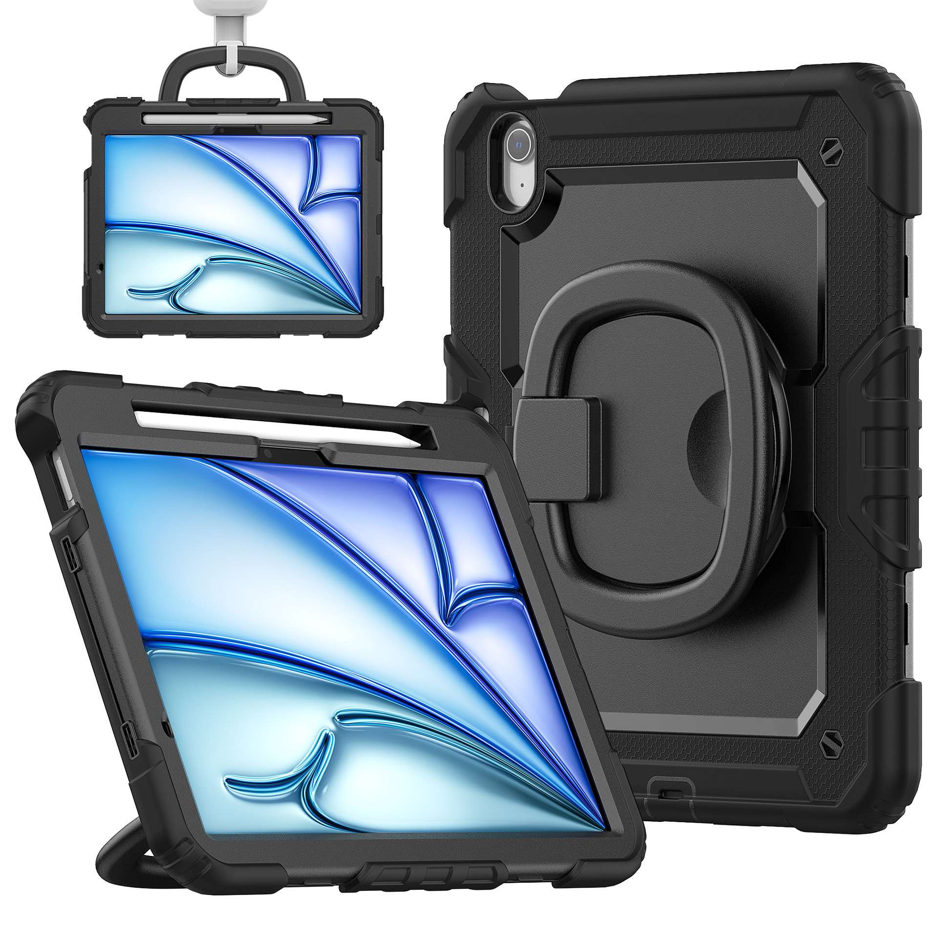 頑丈3層構造 回転スタンド付き iPadケース　