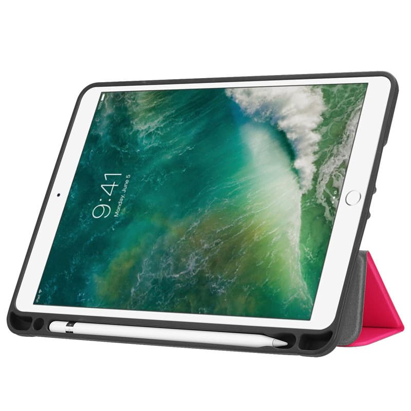 三つ折りスタンド機能付きペンホルダー搭載ipadカバー