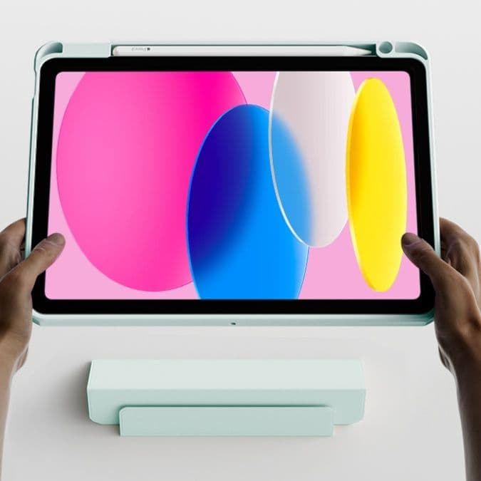 ipadカバー 透明背面三つ折りタブレットケース マグネット式保護カバー