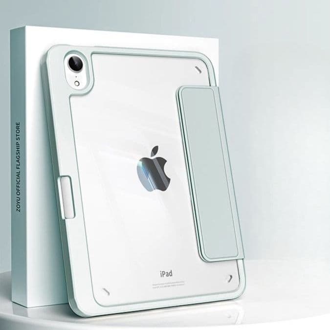 ipadカバー 透明背面三つ折りタブレットケース マグネット式保護カバー