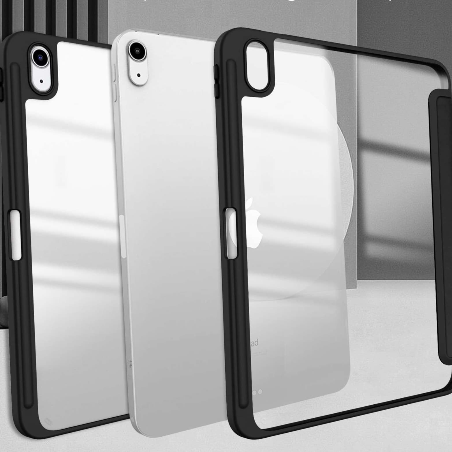 iPadケース 衝撃吸収 透明 保護スタンドケース