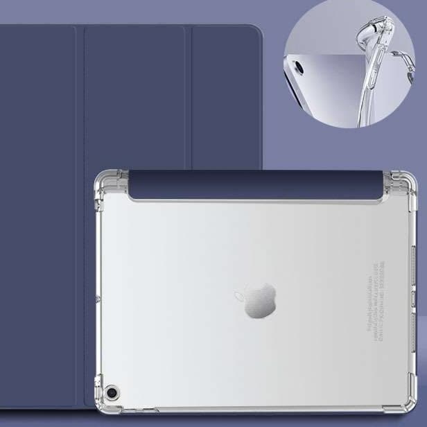 iPadケース 衝撃吸収 透明保護カバー 三つ折りスタンド