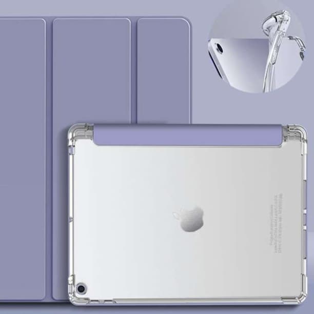 iPadケース 衝撃吸収 透明保護カバー 三つ折りスタンド