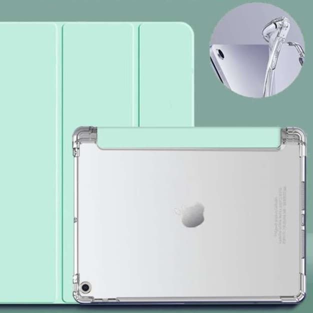 iPadケース 衝撃吸収 透明保護カバー 三つ折りスタンド