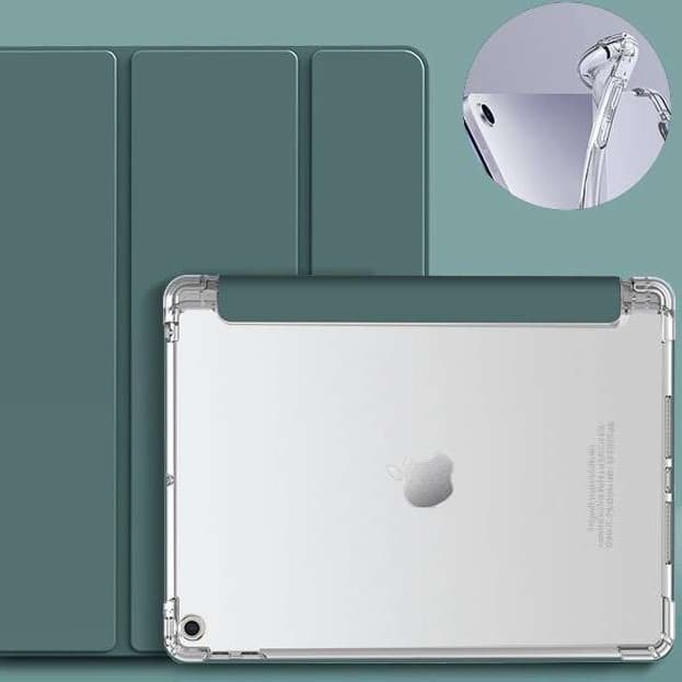 iPadケース 衝撃吸収 透明保護カバー 三つ折りスタンド